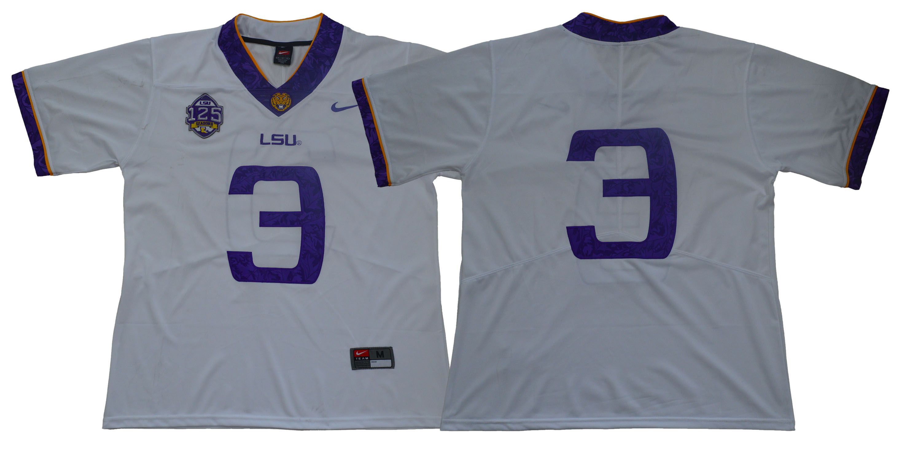 Men LSU Tigers #3 No name White Stitched NCAA Jersey